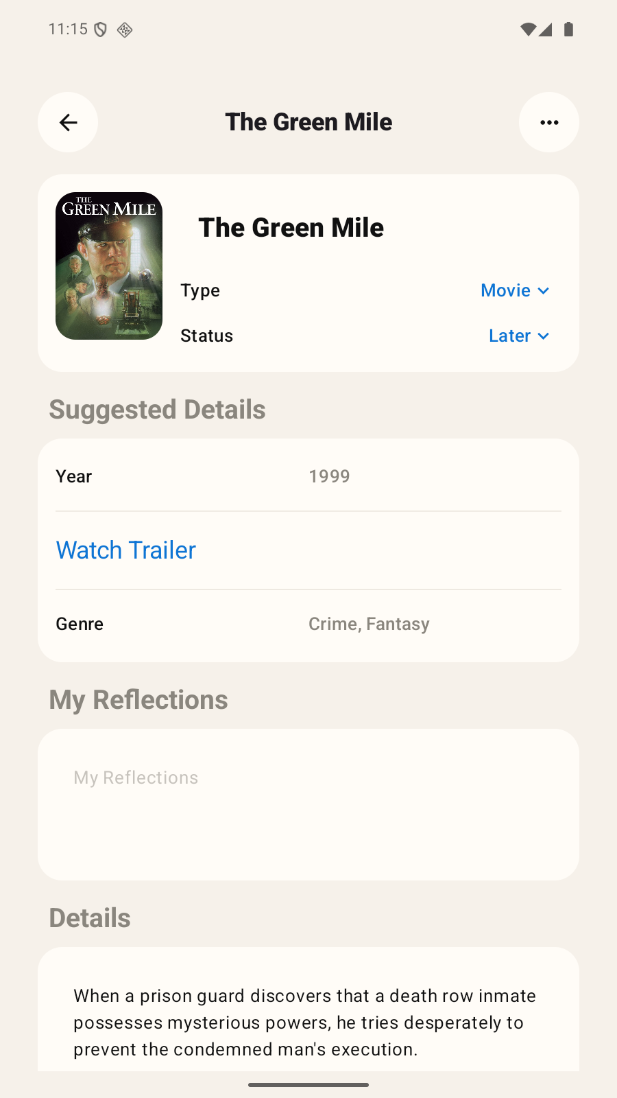 BakLater record details on a phone